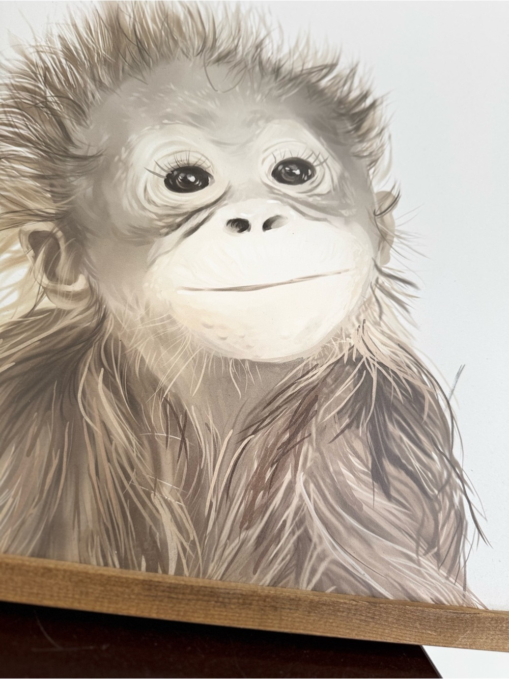 Neutral Brown Baby Monkey Wall Art Print by - Picture 1 of 5